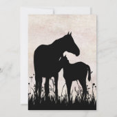 Silhouette Mare en Foal Horse Baby shower Flat Bedankkaart (Achterkant)