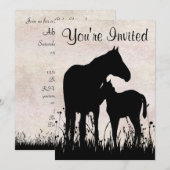  Silhouette Mare en Foal Horse Baby shower Kaart (Voorkant / Achterkant)