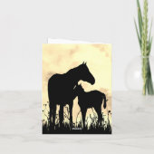 Silhouette Mare en Foal in Field Horse Bedankkaart (Achterkant)