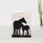 Silhouette Mare en Foal in Field Horse Bedankkaart (Achterkant)
