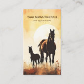 Silhouette Mare en Veulen Paard Zonsondergang Ruit Visitekaartje (Voorkant)