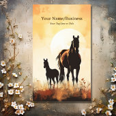 Silhouette Mare en Veulen Paard Zonsondergang Ruit Visitekaartje