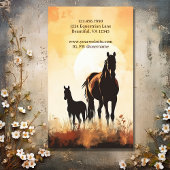 Silhouette Mare en Veulen Paard Zonsondergang Ruit Visitekaartje