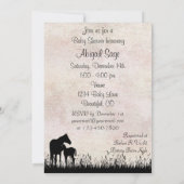 Silhouette Mare en Veulenpaard Baby shower Kaart (Achterkant)