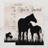 Silhouette Mare en Veulenpaard Baby shower Kaart (Voorkant / Achterkant)