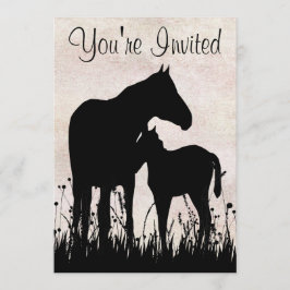 Silhouette Mare en Veulenpaard Baby shower Kaart