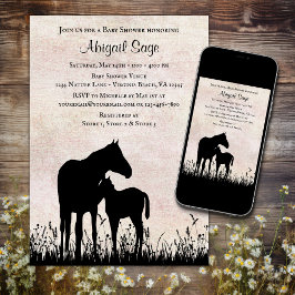 Silhouette Mare en Veulenpaard Baby shower Kaart