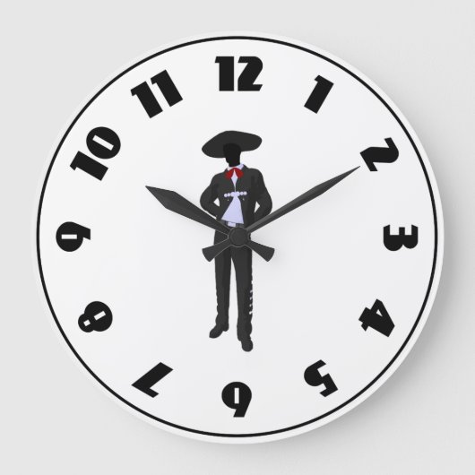 Silhouette Mariachi Clock Grote Klok (Voorkant)