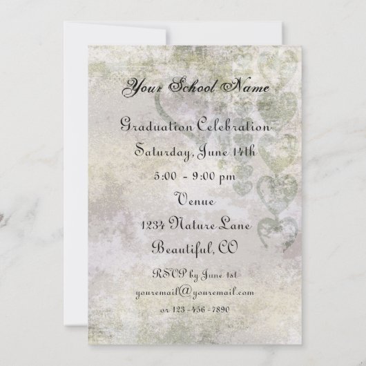 Silhouette meisje en harten Afstuderen uitnodiging (Achterkant)