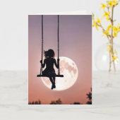 Silhouette meisje op schommel verjaardag kaart (Gele Bloem)