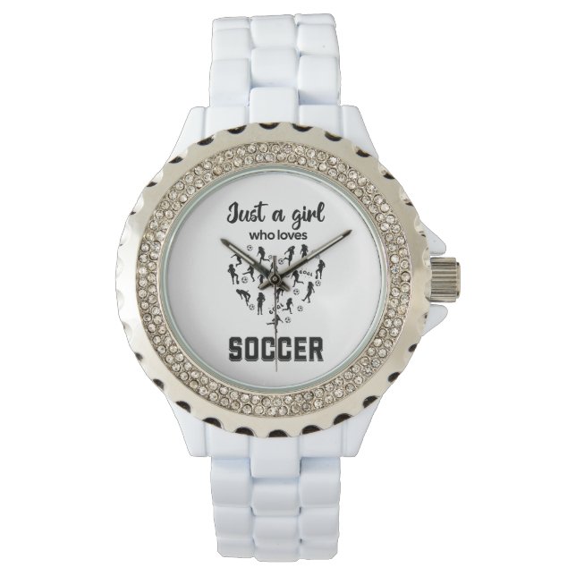 Silhouette meisjes spelen Voetbal Horloge (Voorkant)