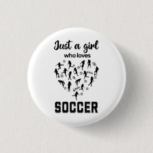 Silhouette meisjes spelen Voetbal Ronde Button 3,2 Cm