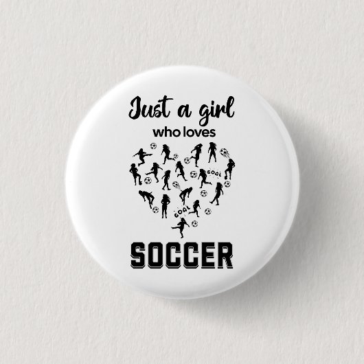 Silhouette meisjes spelen Voetbal Ronde Button 3,2 Cm (Voorkant)
