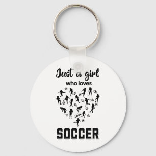 Silhouette meisjes spelen Voetbal Sleutelhanger