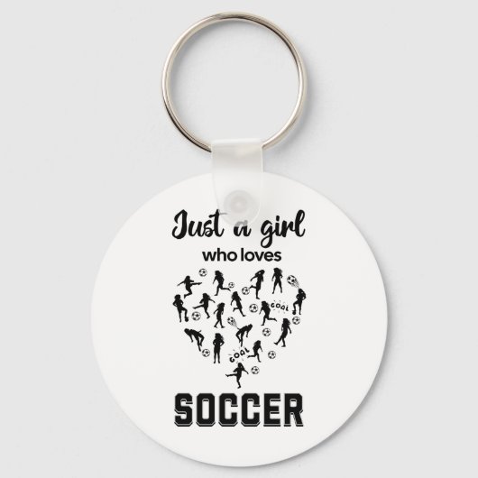 Silhouette meisjes spelen Voetbal Sleutelhanger (Voorkant)