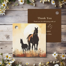 Silhouette merrie en veulen Sunset Horse Baby show Bedankjes Labels