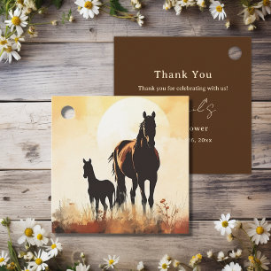 Silhouette merrie en veulen Sunset Horse Baby show Bedankjes Labels