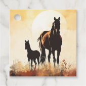 Silhouette merrie en veulen Sunset Horse Baby show Bedankjes Labels (Voorkant)