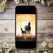 Silhouette merrie en veulen Sunset Horse Baby show Kaart