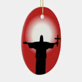 Silhouette met kruisje keramisch ornament (Rechts)