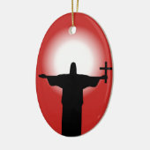 Silhouette met kruisje keramisch ornament (Links)
