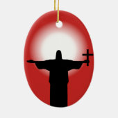 Silhouette met kruisje keramisch ornament (Achterkant)