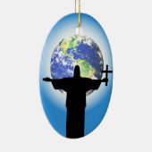 Silhouette met kruisje keramisch ornament (Rechts)