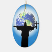 Silhouette met kruisje keramisch ornament (Links)