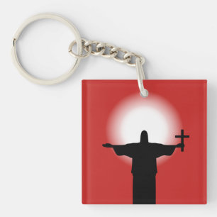 Silhouette met kruisje sleutelhanger