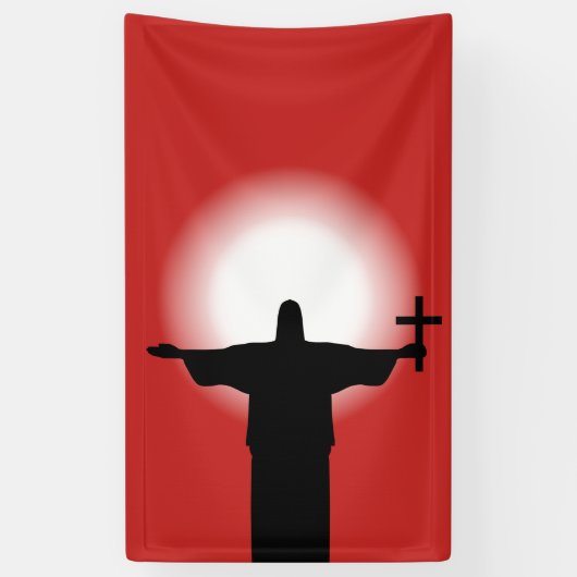 Silhouette met kruisje spandoek (Verticaal)