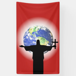 Silhouette met kruisje spandoek