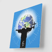 Silhouette met kruisje vierkante klok (Hoek)