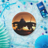 Silhouette militaire straaljager papieren bordje (Feest)