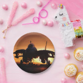 Silhouette militaire straaljager papieren bordje (Feest)