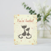 Silhouette Mom Kat en Kitten Baby shower Uitnodige Kaart (Staand voorkant)