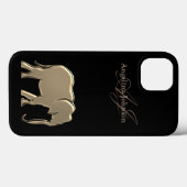 Silhouette Monogrammed Black and Gold Elephant Case-Mate iPhone Case (Achterkant (horizontaal))