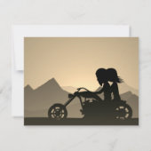Silhouette Motorcycle Couple Mountain Wedding Save The Date (Achterkant)