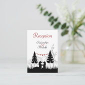 Silhouette Mountain Beren Bruiloft Receptie Kaarte Informatiekaartje (Staand voorkant)