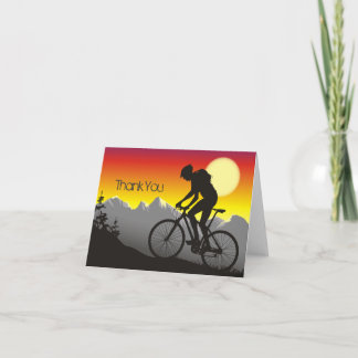 Silhouette Mountain Bike Bergen en Zon Bedankkaart