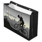 Silhouette Mountain Bike en Volle Maan Verjaardag Groot Cadeauzakje (Voorkant Gekanteld)