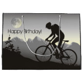 Silhouette Mountain Bike en Volle Maan Verjaardag Groot Cadeauzakje (Achterkant)