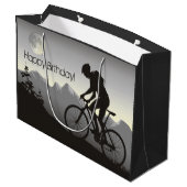 Silhouette Mountain Bike en Volle Maan Verjaardag Groot Cadeauzakje (Achterkant Gekanteld)
