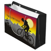 Silhouette Mountain Bike Happy Birthday Groot Cadeauzakje (Voorkant Gekanteld)