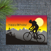 Silhouette Mountain Bike Happy Birthday Kaart