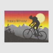 Silhouette Mountain Bike Happy Birthday Tissuepapier (Voorkant)