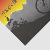 Silhouette Mountain Bike Happy Birthday Tissuepapier (Detail)