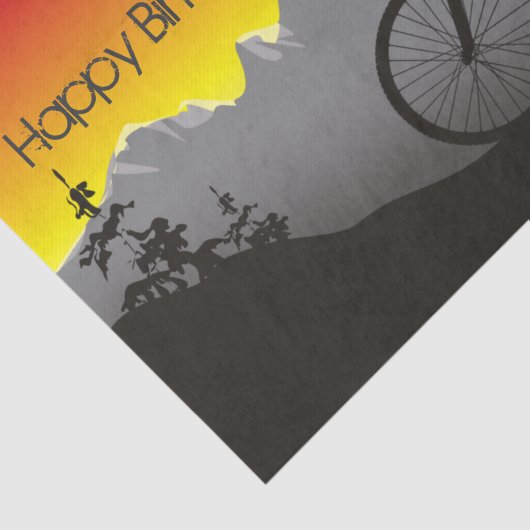 Silhouette Mountain Bike Happy Birthday Tissuepapier (Detail)