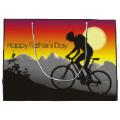 Silhouette Mountain Bike Happy Vaderdag Groot Cadeauzakje (Achterkant)