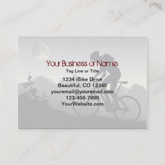 Silhouette Mountain Bike Mountains en volle maan Visitekaartje (Achterkant)