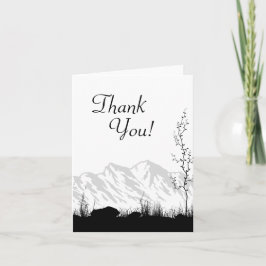 Silhouette Mountain Zwart en Wit Dank u Bedankkaart